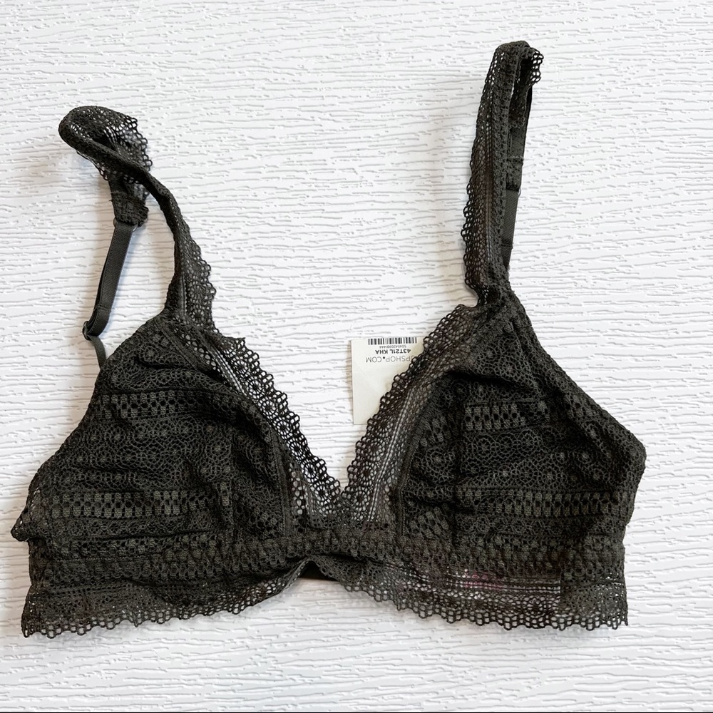 NWT Topshop Olive Army Green Lace Bralette | Size 2